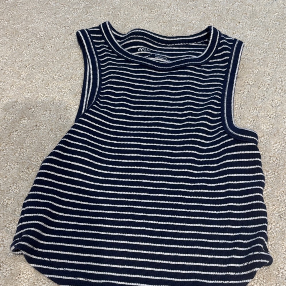 Aerie Navy and White Striped Top